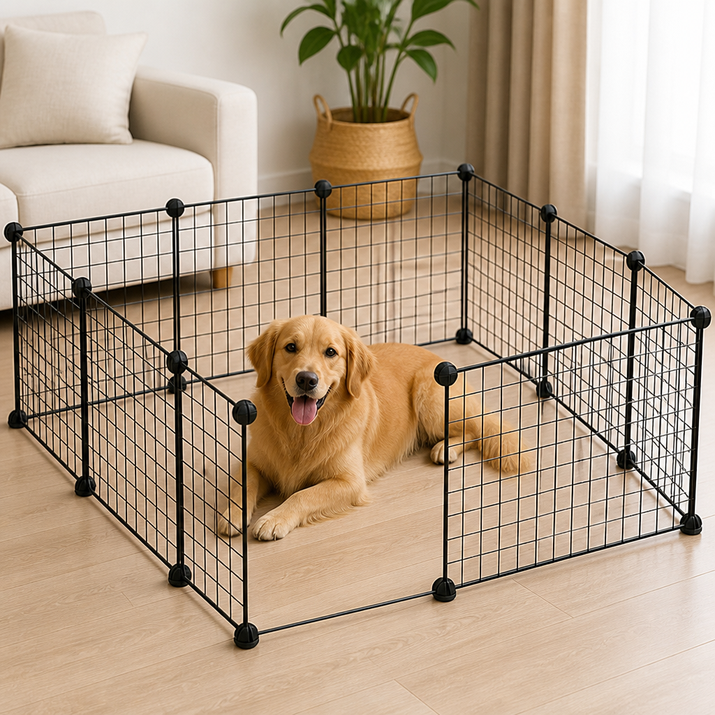 DogBedHouse Modular Interlocking Iron Mesh Cage Panels (Tool-Free)