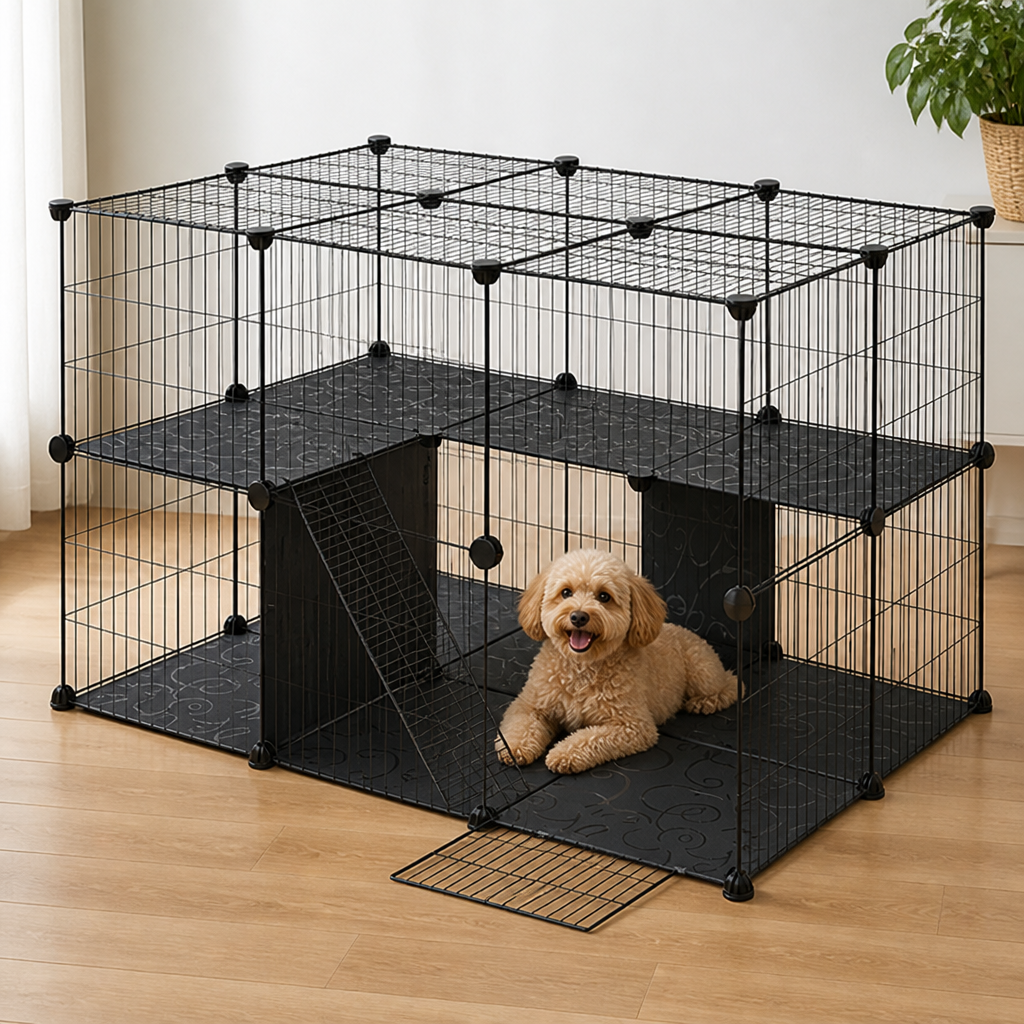 DogBedHouse Modular Metal & Plastic Mesh Small Pet Playpen (Door Included)