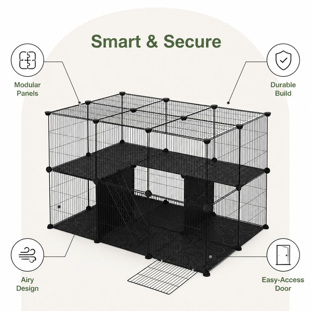 DogBedHouse Modular Metal & Plastic Mesh Small Pet Playpen (Door Included)