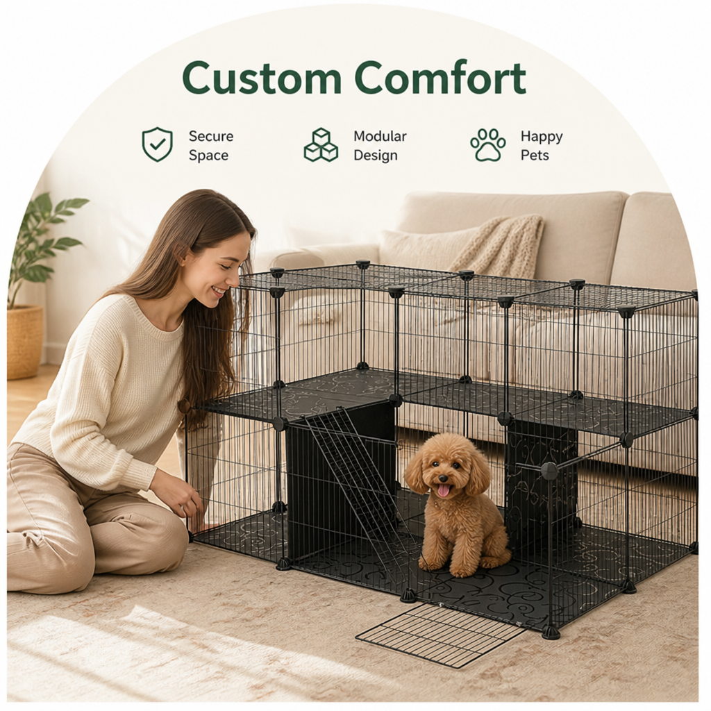 DogBedHouse Modular Metal & Plastic Mesh Small Pet Playpen (Door Included)