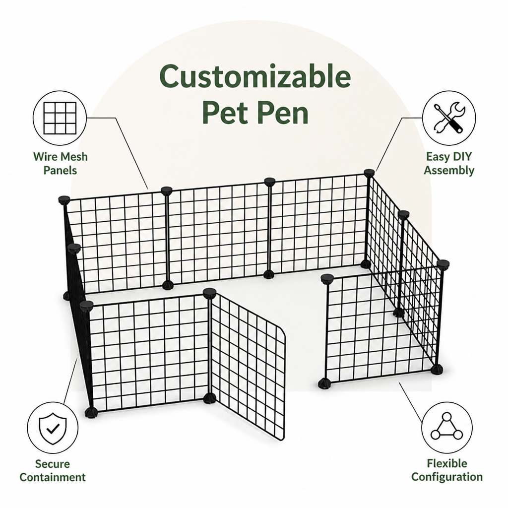 DogBedHouse Modular Wire Mesh Playpen
