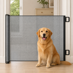 DogBedHouse No-Drill Adjustable Retractable Mesh Pet Gate
