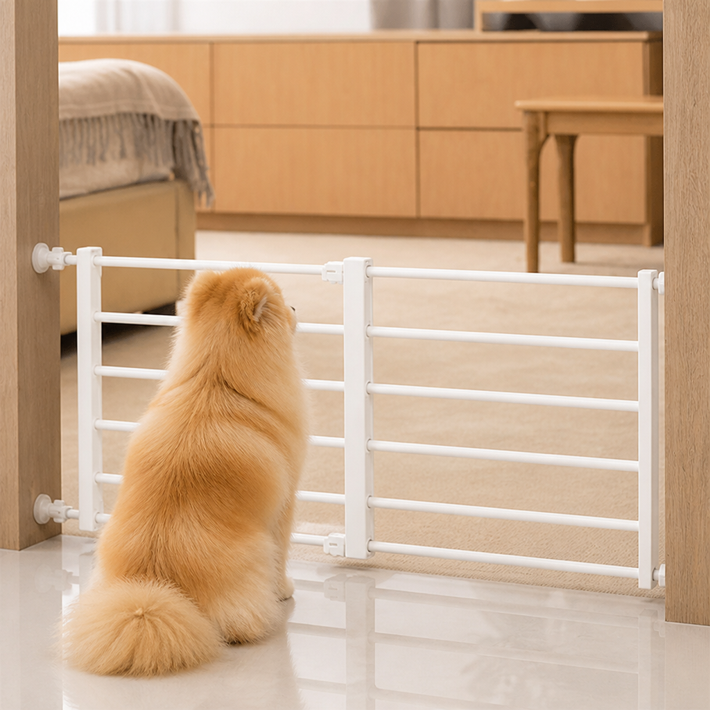DogBedHouse No-Drill Retractable Dog Gate (Adjustable Width)
