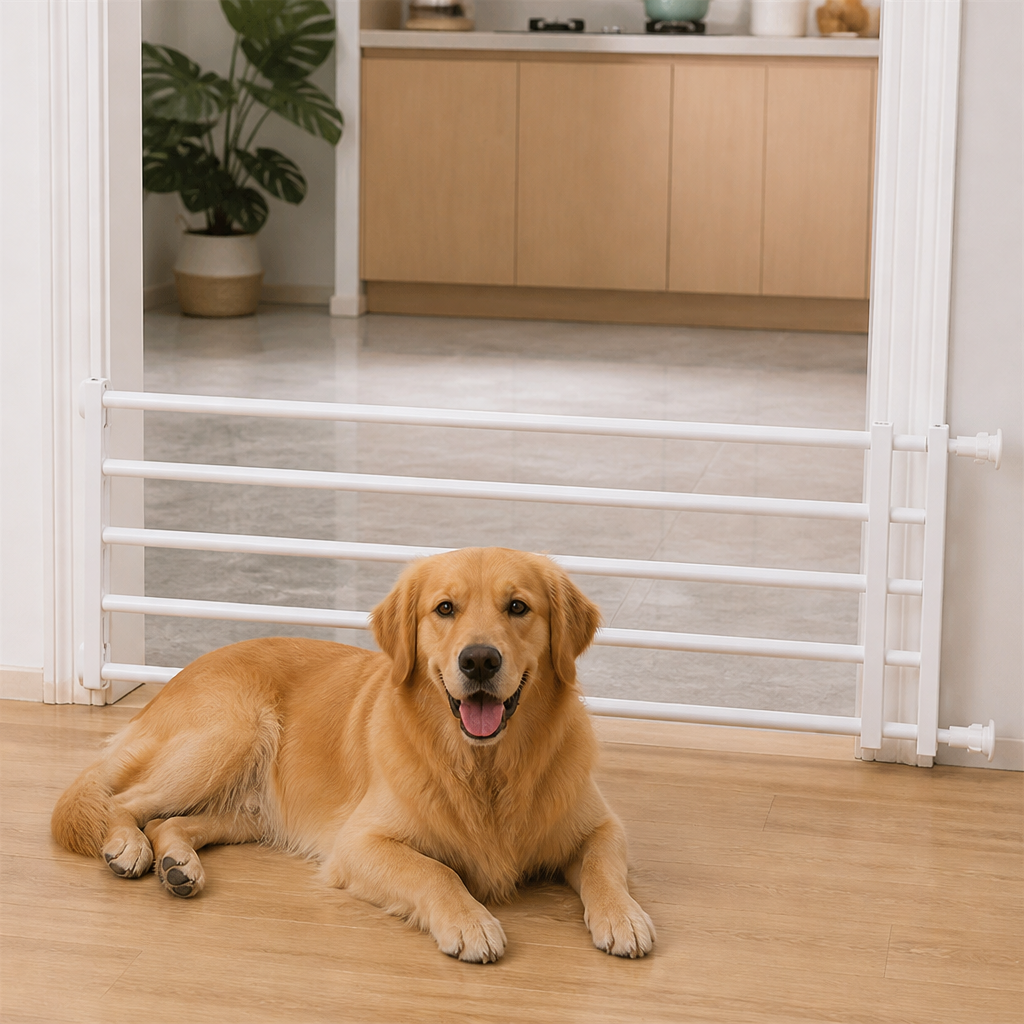 DogBedHouse No-Drill Retractable Dog Gate (Adjustable Width)