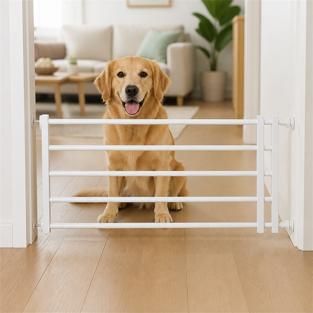 DogBedHouse No-Drill Retractable Dog Gate (Adjustable Width)
