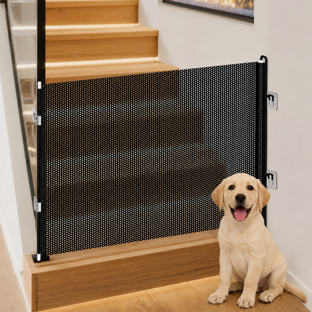 DogBedHouse No-Drill Retractable & Foldable Safety Gate (Up To 49 In)