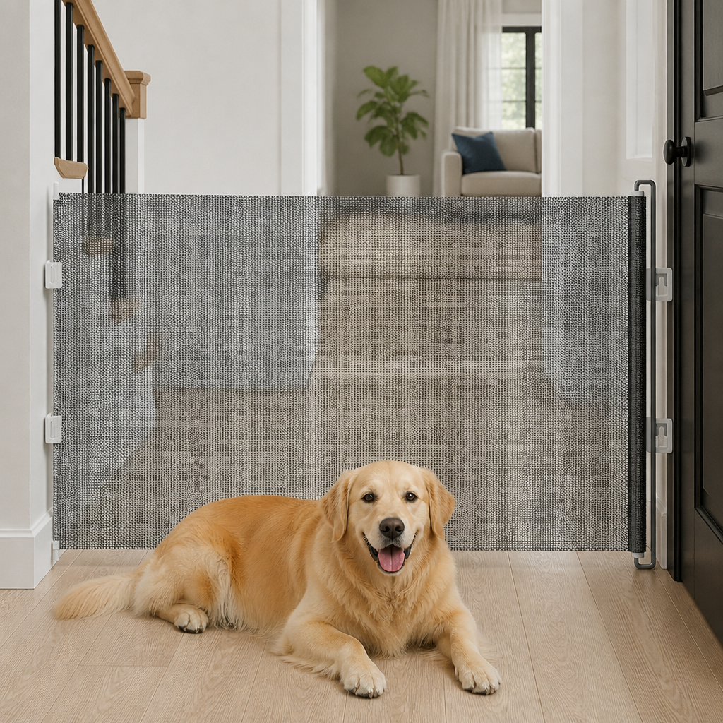 DogBedHouse No-Drill Retractable & Foldable Safety Gate (Up To 49 In)
