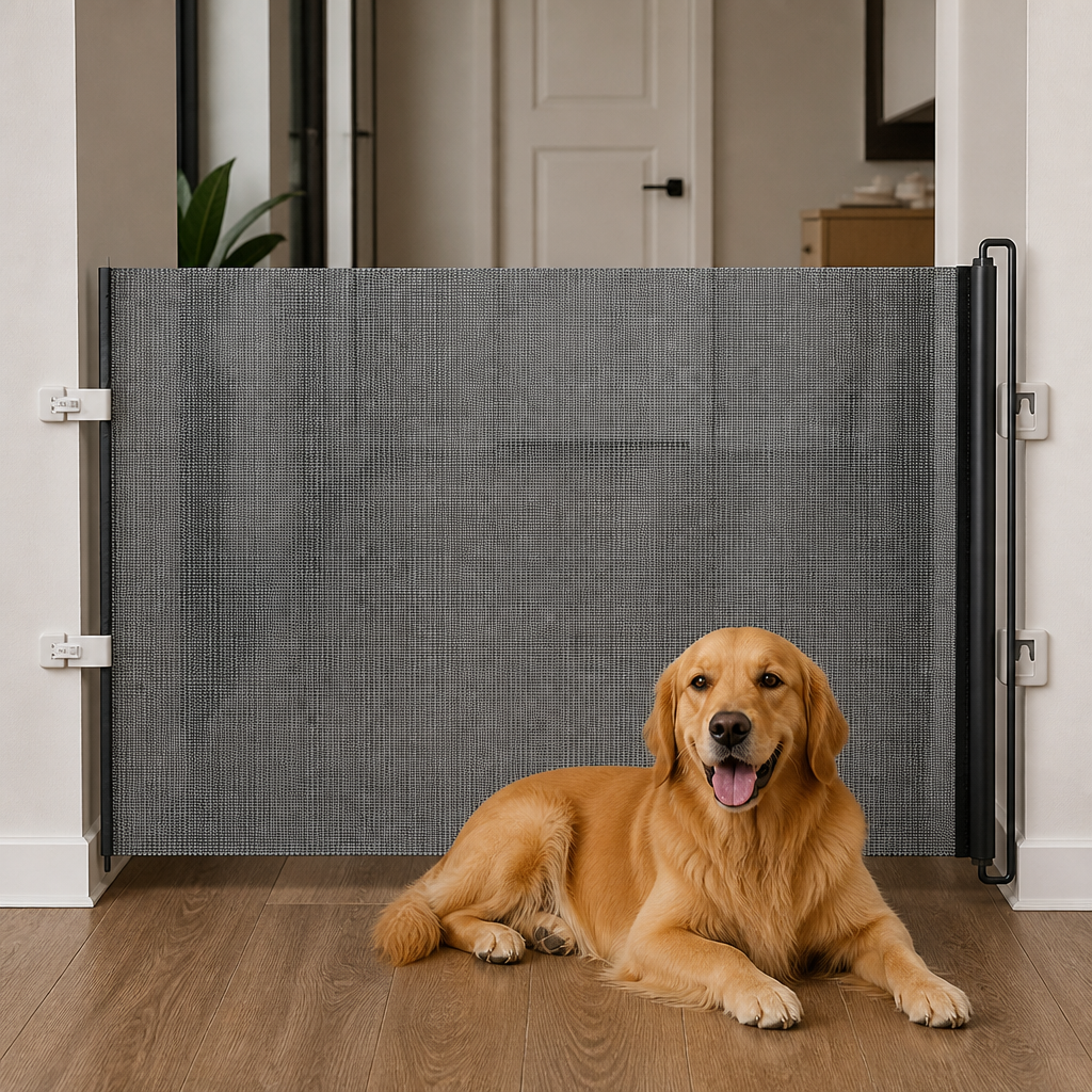DogBedHouse No-Drill Retractable & Foldable Safety Gate (Up To 49 In)
