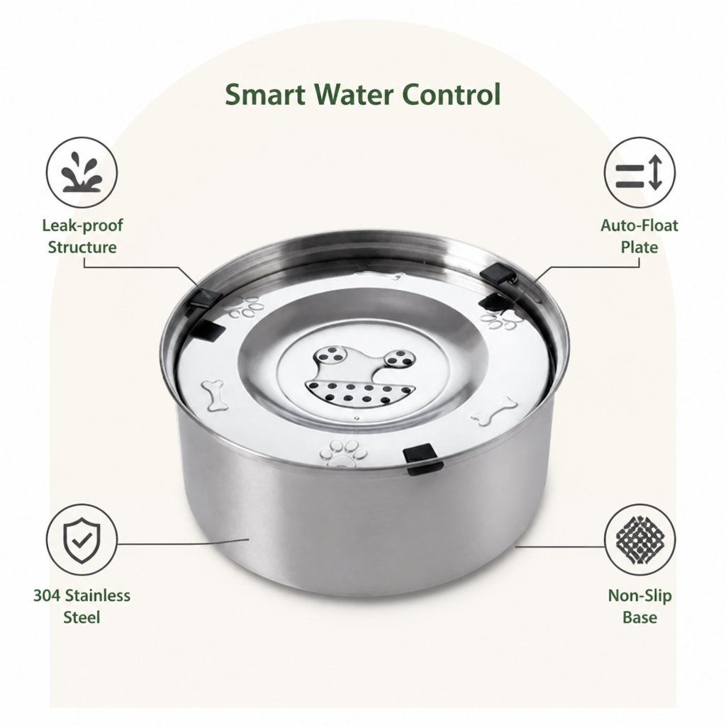 DogBedHouse No-Spill Floating Stainless Steel Dog Bowl