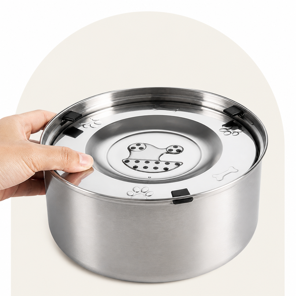DogBedHouse No-Spill Floating Stainless Steel Dog Bowl