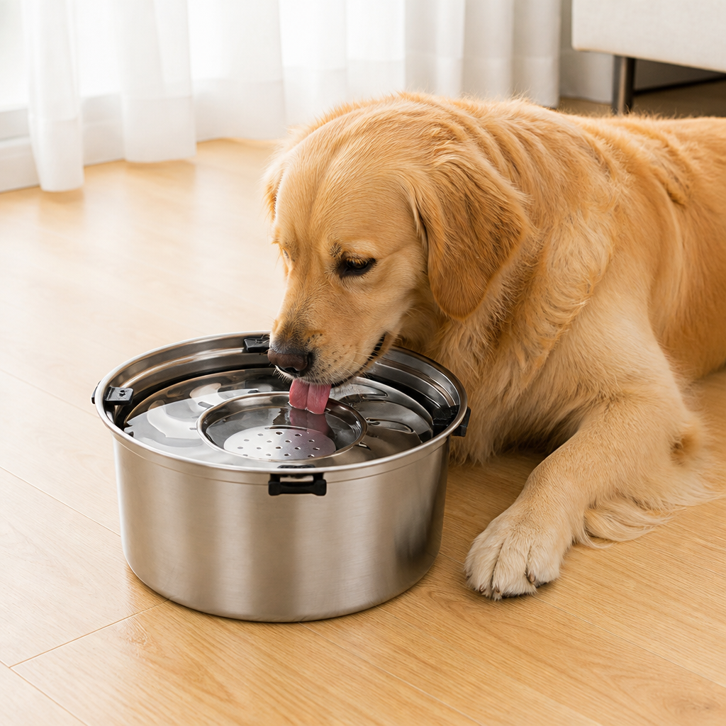 DogBedHouse No-Spill Floating Stainless Steel Dog Bowl