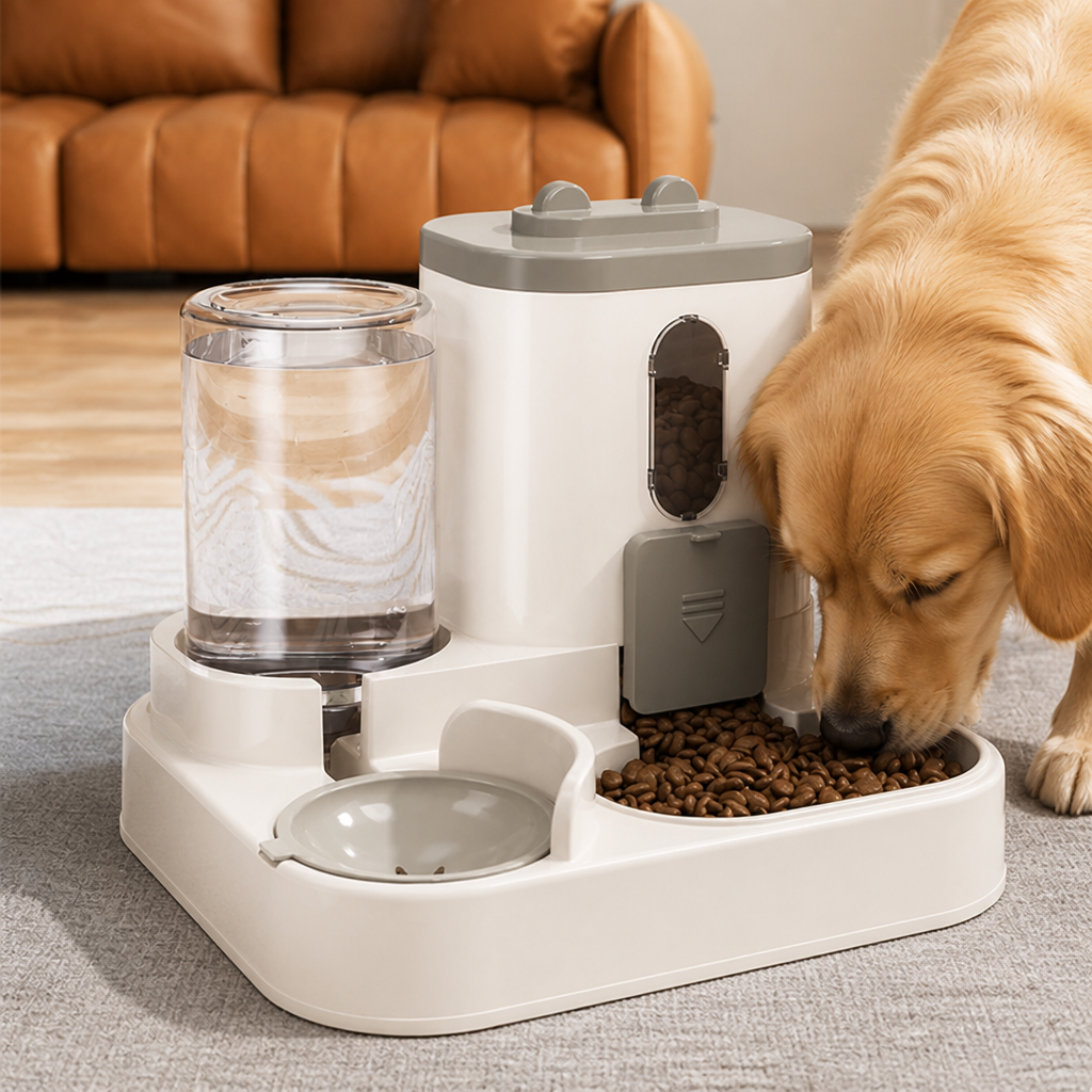 DogBedHouse Non-Electric Dual-Bin Spill-Proof Feeder & Waterer