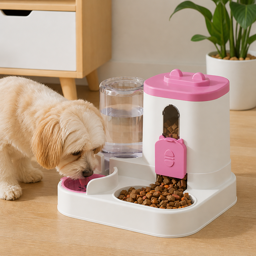 DogBedHouse Non-Electric Dual-Bin Spill-Proof Feeder & Waterer