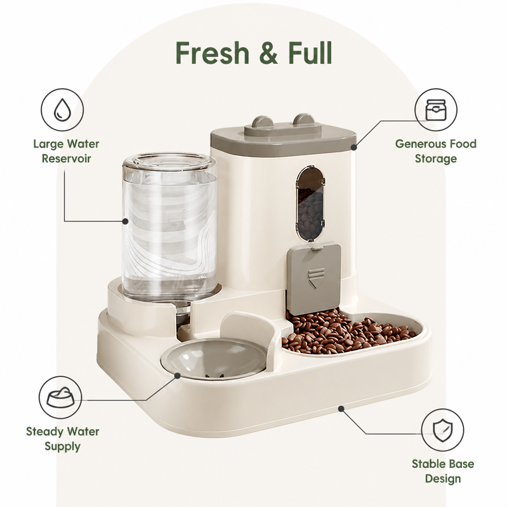 DogBedHouse Non-Electric Dual-Bin Spill-Proof Feeder & Waterer