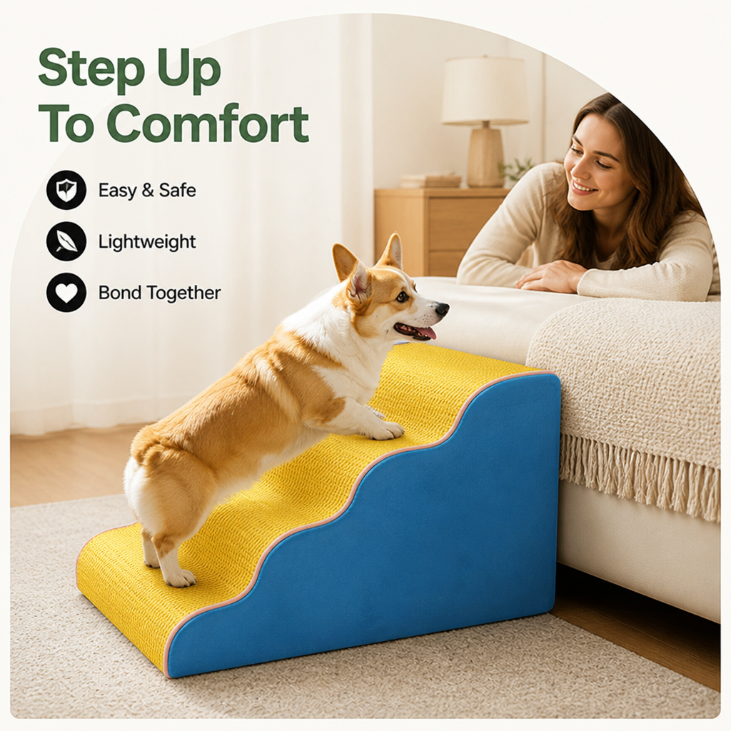 DogBedHouse Non-Slip Lightweight & Portable Dog Stairs (3-5 Steps)