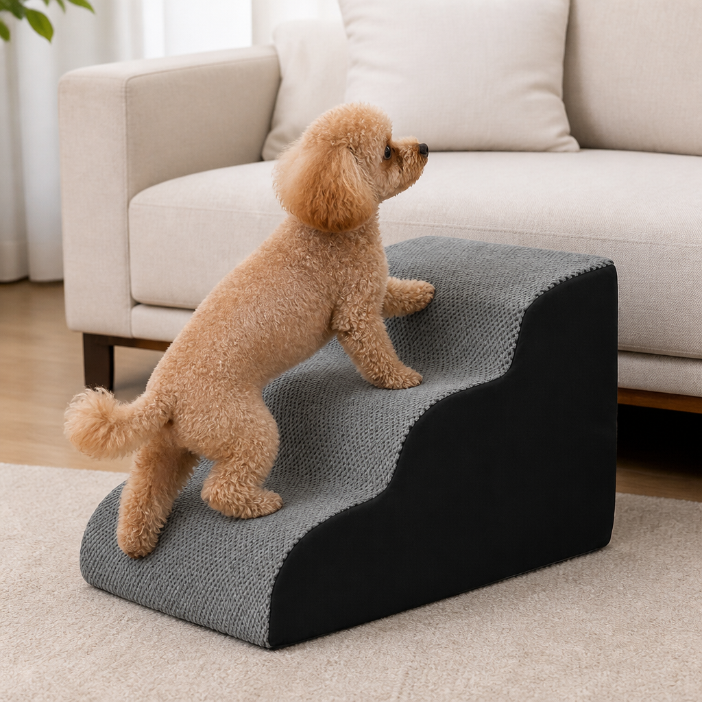 DogBedHouse Non-Slip Memory Foam Pet Ramp (Foldable, Washable)