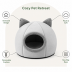 DogBedHouse Non-Slip Plush Cat Cave Bed (Removable Cushion)