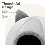 DogBedHouse Non-Slip Plush Cat Cave Bed (Removable Cushion)