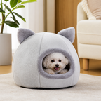 DogBedHouse Non-Slip Plush Cat Cave Bed (Removable Cushion)