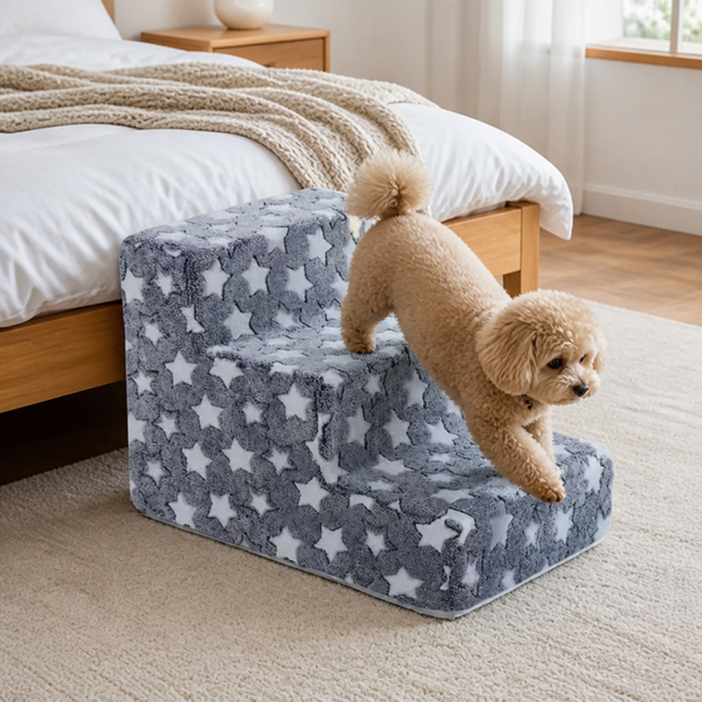 DogBedHouse Non-Slip Plush Pet Stairs (Removable Washable Cover)