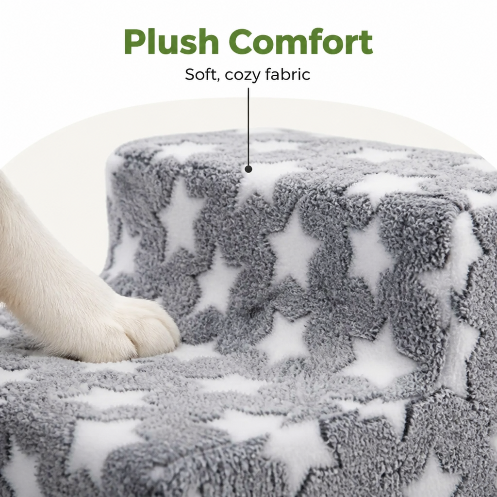DogBedHouse Non-Slip Plush Pet Stairs (Removable Washable Cover)