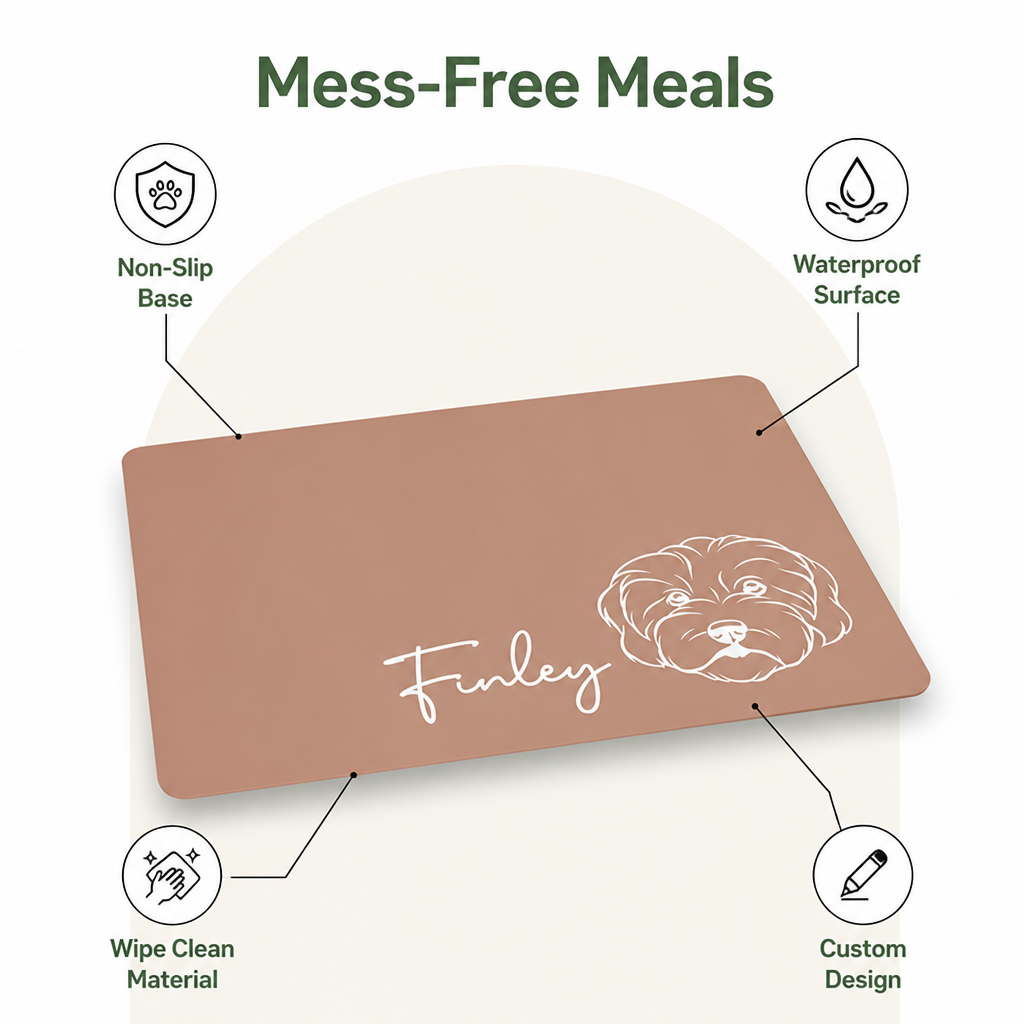 DogBedHouse Non-Slip & Waterproof Personalized Feeding Mat
