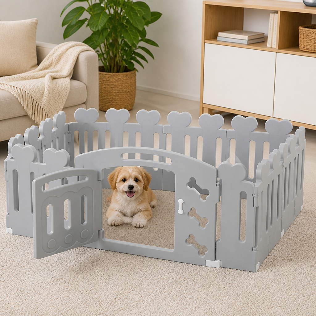 DogBedHouse Non-Toxic HDPE Lockable Dog Playpen (Foldable)