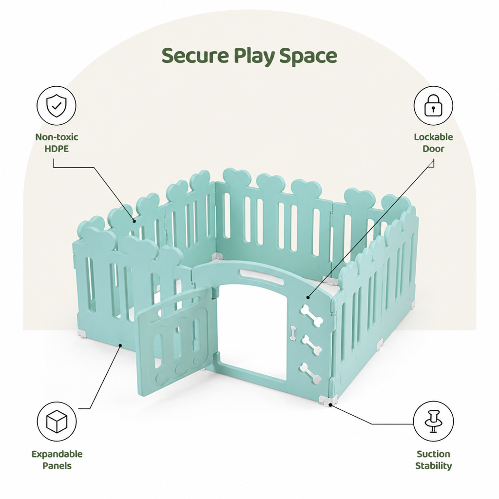 DogBedHouse Non-Toxic HDPE Lockable Dog Playpen (Foldable)