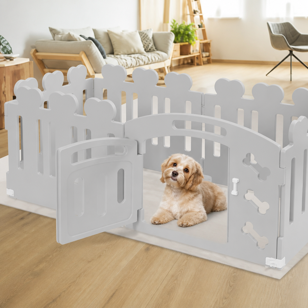 DogBedHouse Non-Toxic HDPE Lockable Dog Playpen (Foldable)