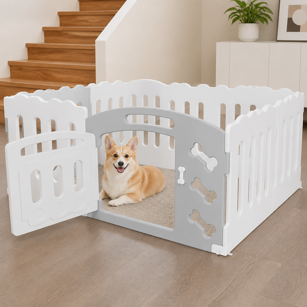DogBedHouse Non-Toxic HDPE Lockable Dog Playpen (Foldable)