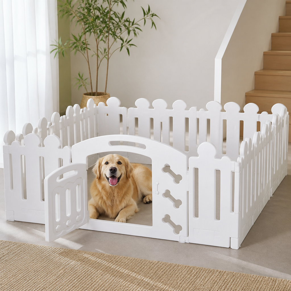 DogBedHouse Non-Toxic HDPE Lockable Dog Playpen (Foldable)