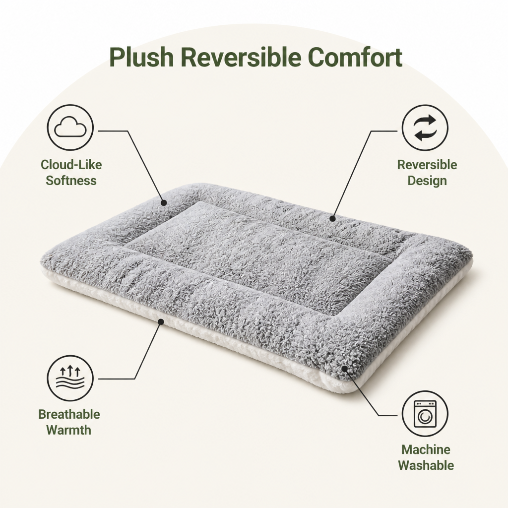 DogBedHouse Orthopedic Cloud-Like Reversible Dog Bed (Machine Washable Cover)