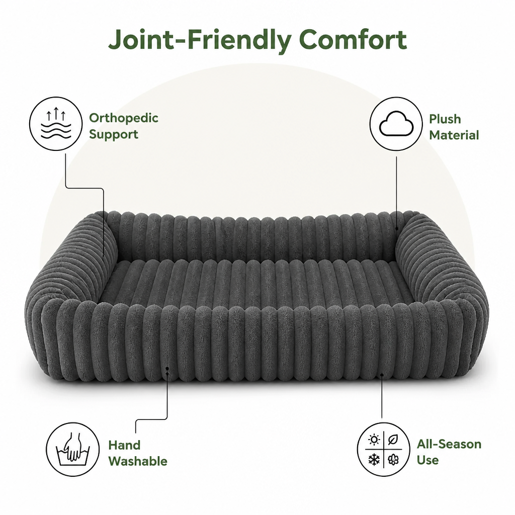 DogBedHouse Orthopedic High-Resilience Plush Dog Bed (Hand-Washable)