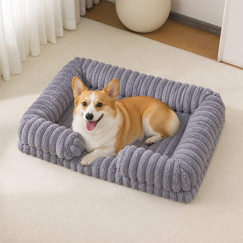 DogBedHouse Orthopedic Memory Foam Bolster Bed (Waterproof Removable Cover)