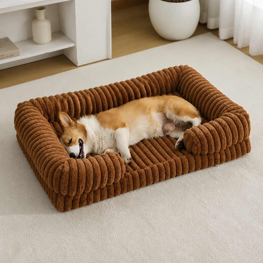 DogBedHouse Orthopedic Memory Foam Bolster Bed (Waterproof Removable Cover)