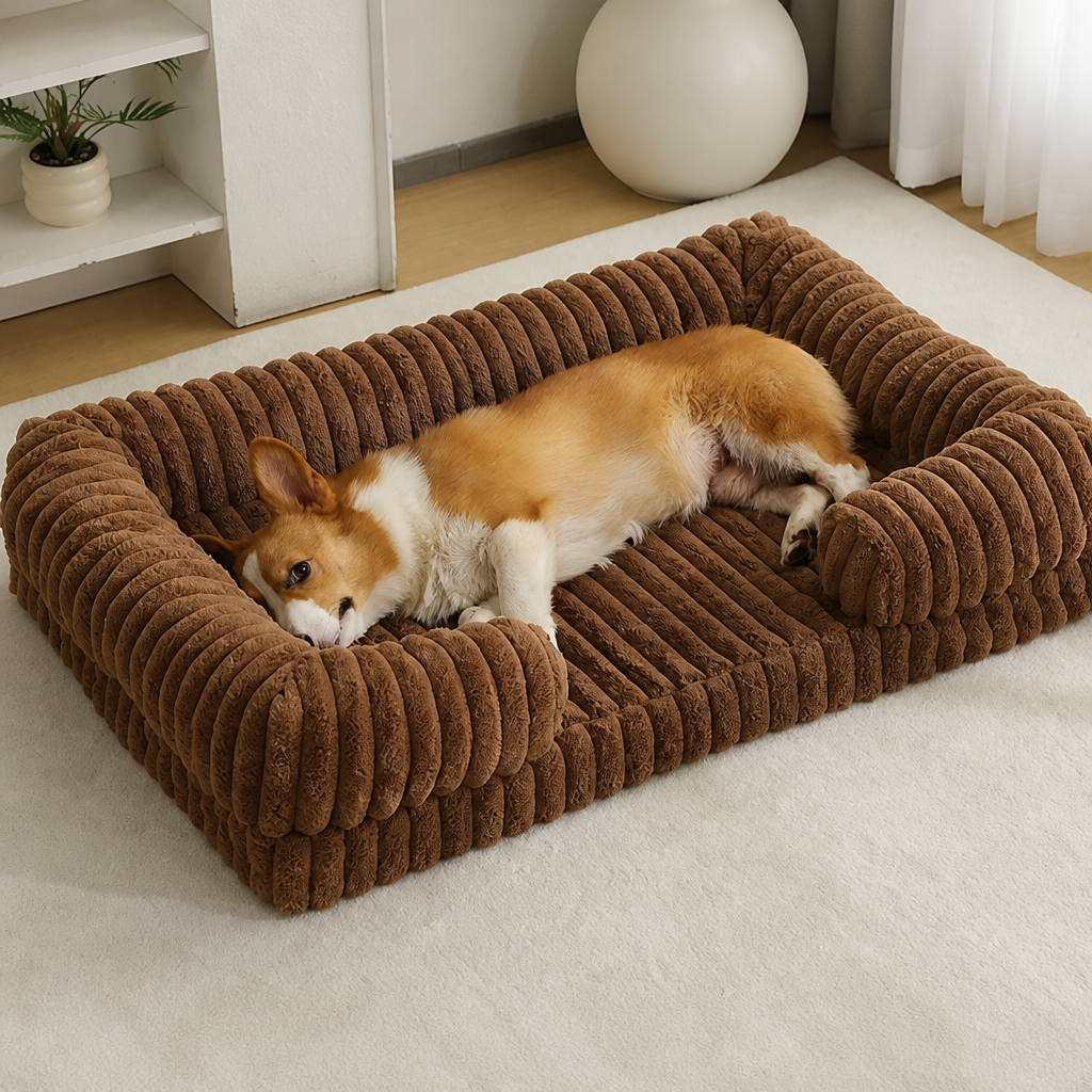 DogBedHouse Orthopedic Memory Foam Bolster Bed (Waterproof Removable Cover)