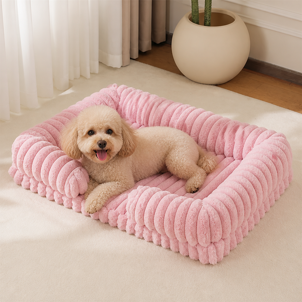 DogBedHouse Orthopedic Memory Foam Bolster Bed (Waterproof Removable Cover)