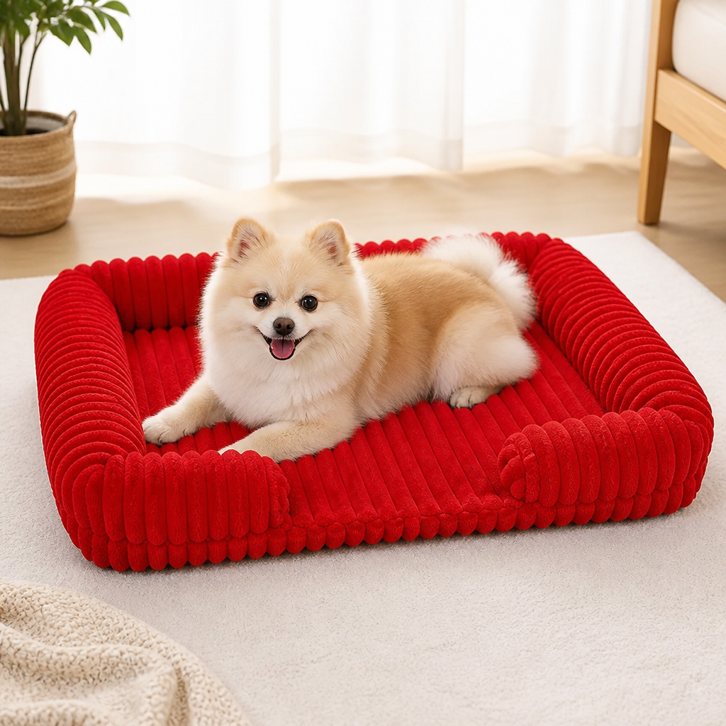 DogBedHouse Orthopedic Memory Foam Bolster Bed (Waterproof Removable Cover)