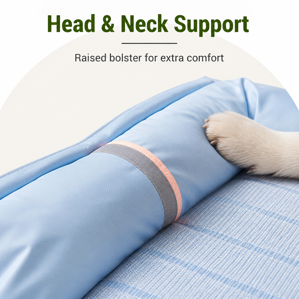 DogBedHouse Orthopedic Memory Foam & Breathable Waterproof Bolster Bed (Removable Cover)