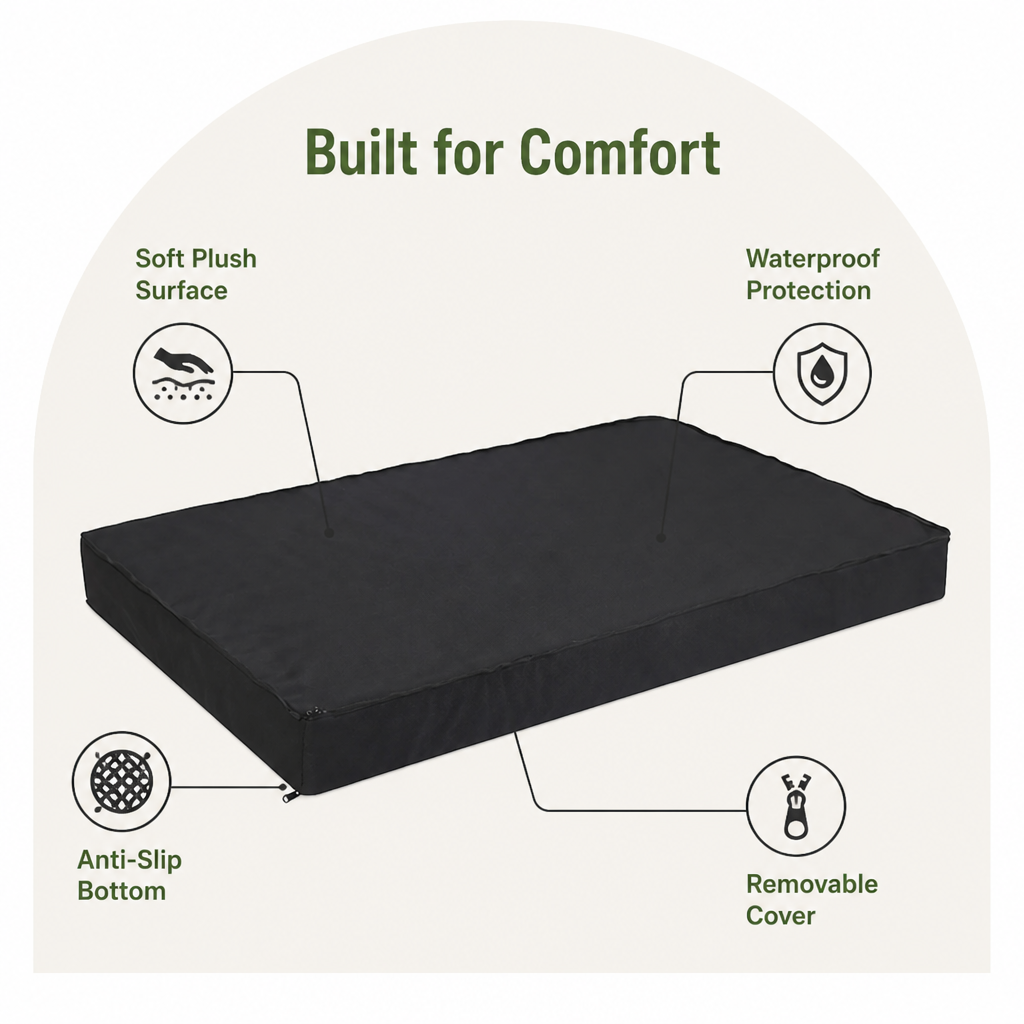 DogBedHouse Orthopedic Memory Foam Dog Bed (Waterproof Washable Cover)