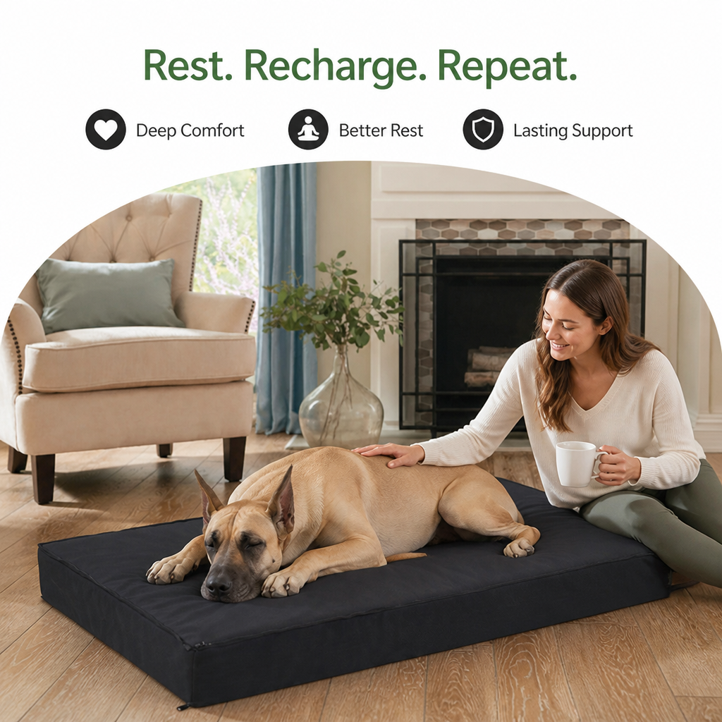 DogBedHouse Orthopedic Memory Foam Dog Bed (Waterproof Washable Cover)