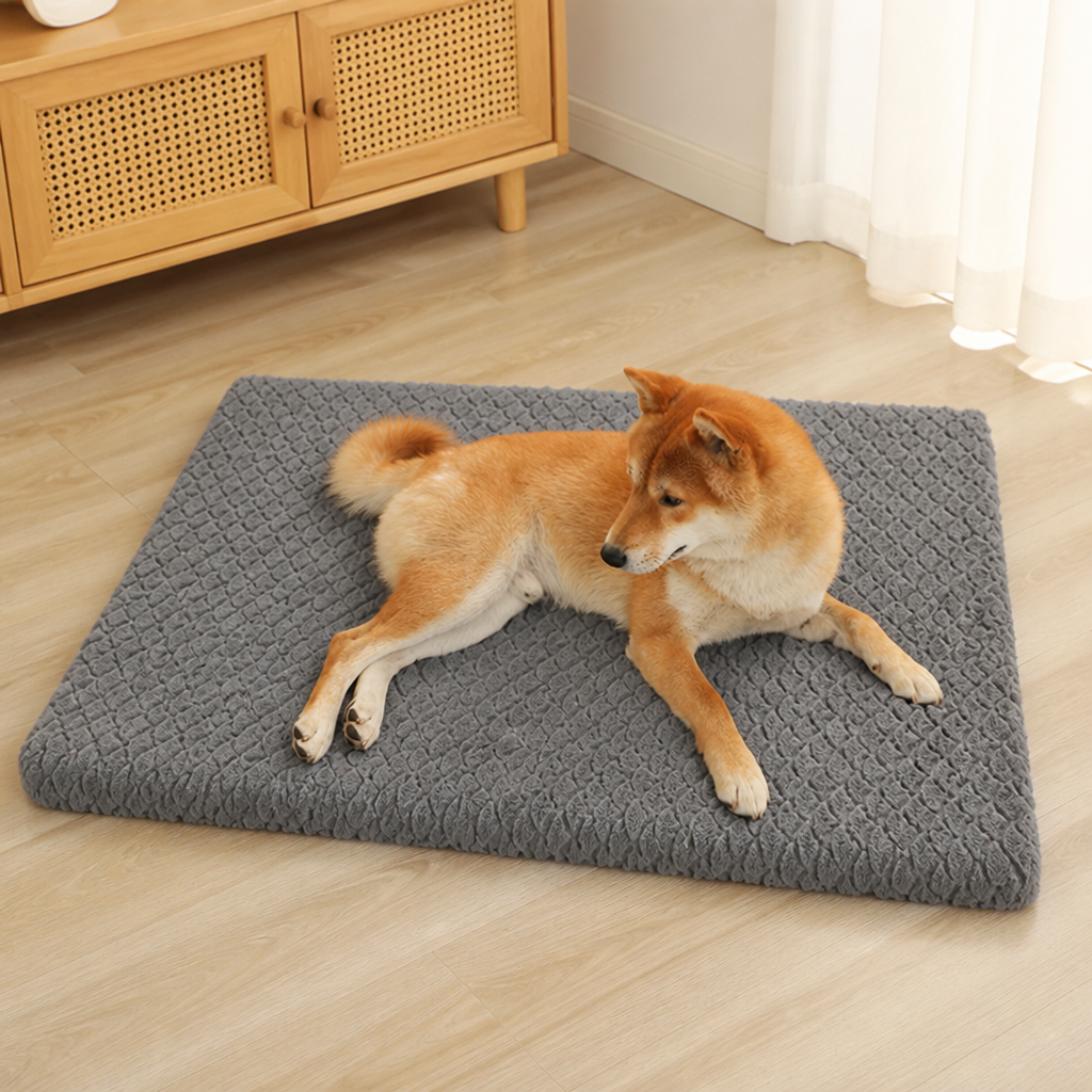 DogBedHouse Orthopedic Memory Foam & Washable Faux Fur Dog Bed (Waterproof Anti-Slip Base)