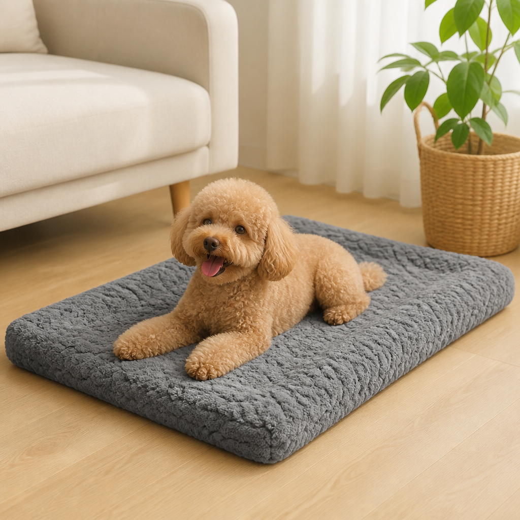DogBedHouse Orthopedic Memory Foam & Washable Faux Fur Dog Bed (Waterproof Anti-Slip Base)