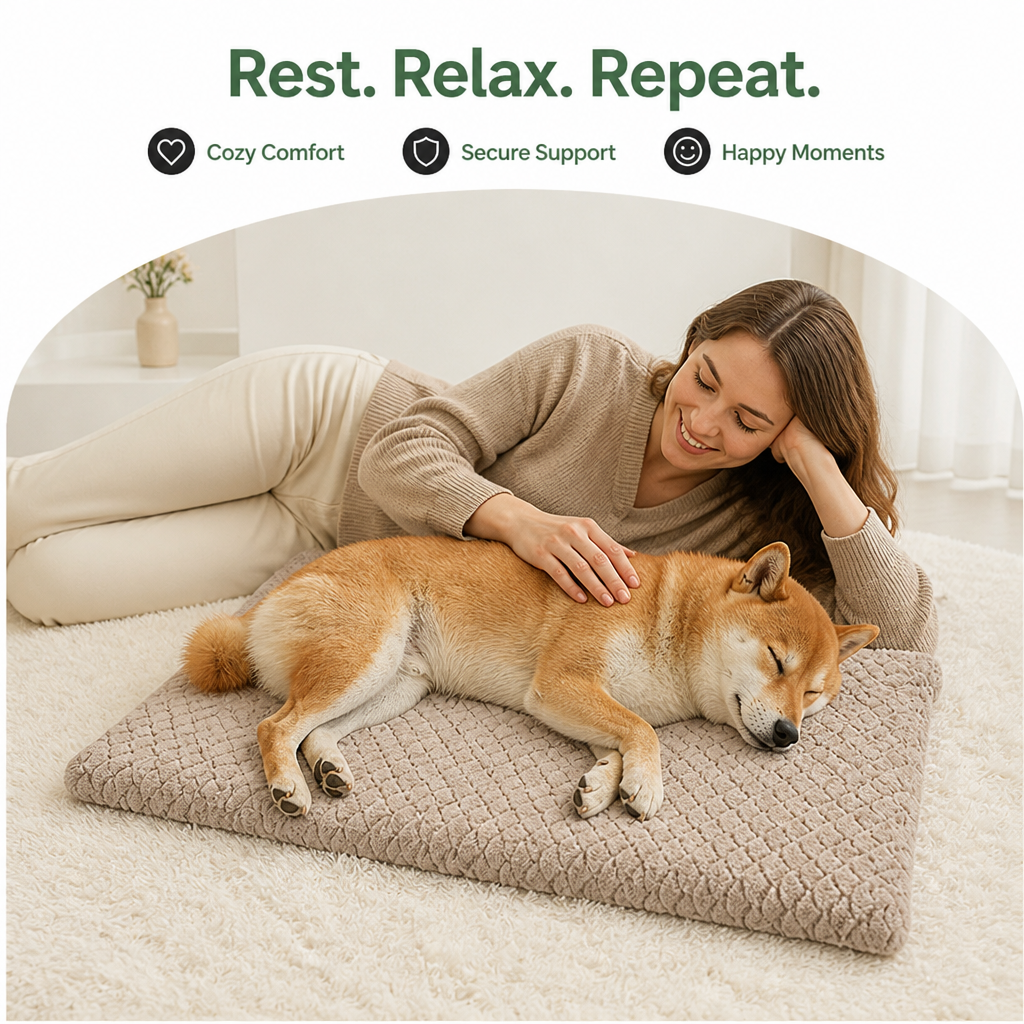 DogBedHouse Orthopedic Memory Foam & Washable Faux Fur Dog Bed (Waterproof Anti-Slip Base)