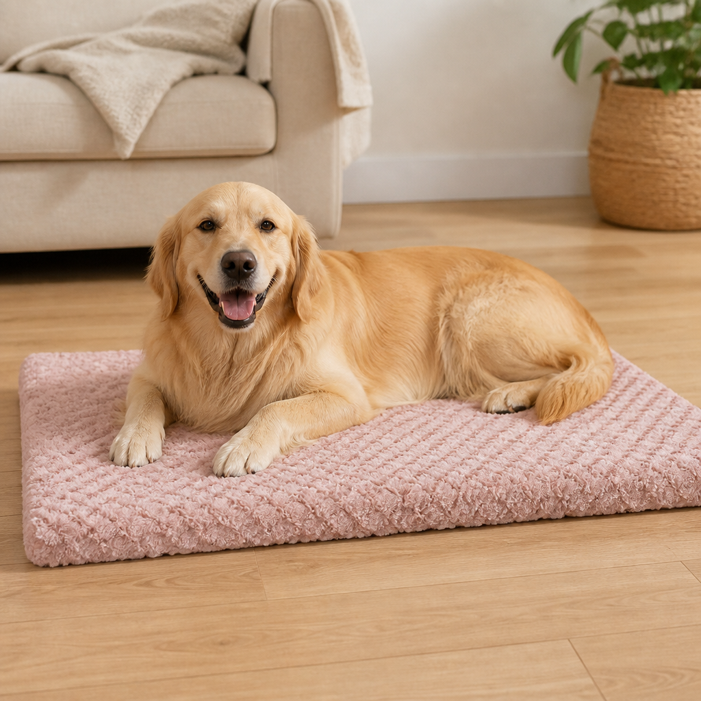 DogBedHouse Orthopedic Memory Foam & Washable Faux Fur Dog Bed (Waterproof Anti-Slip Base)