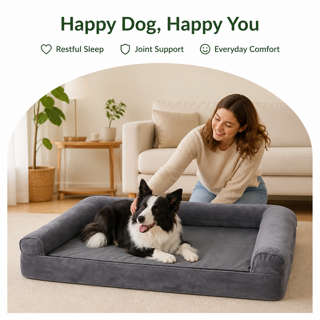 DogBedHouse Orthopedic Sponge Foam Dog Bed (Removable Washable Cover)