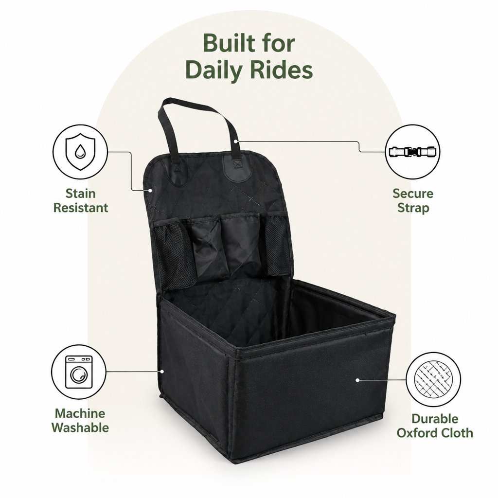 DogBedHouse Oxford Cloth Stain-Resistant & Washable Car Seat Mat (Front Passenger)