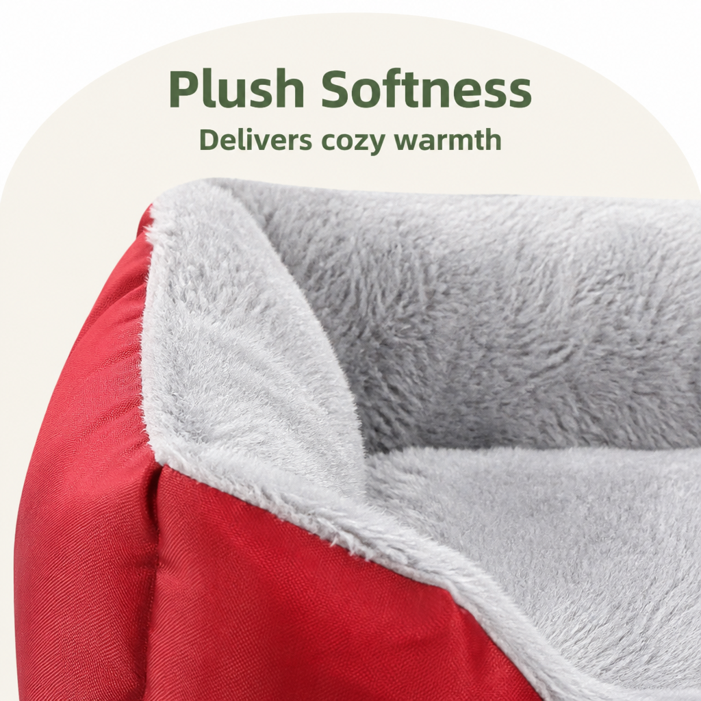 DogBedHouse Paw-Print Plush Washable Pet Bed (Removable Cover)
