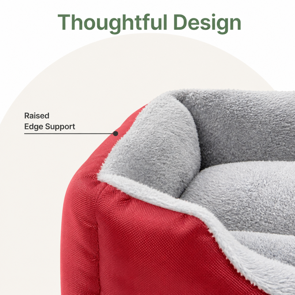 DogBedHouse Paw-Print Plush Washable Pet Bed (Removable Cover)