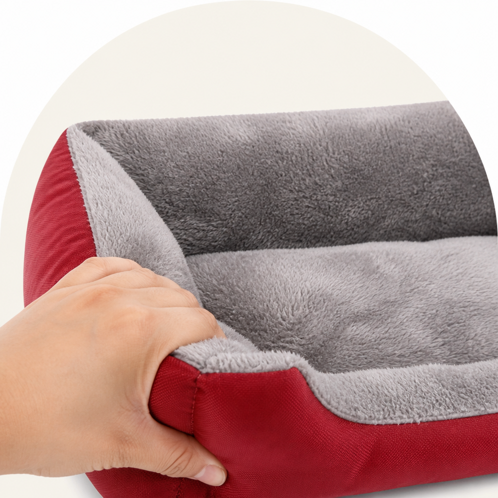 DogBedHouse Paw-Print Plush Washable Pet Bed (Removable Cover)